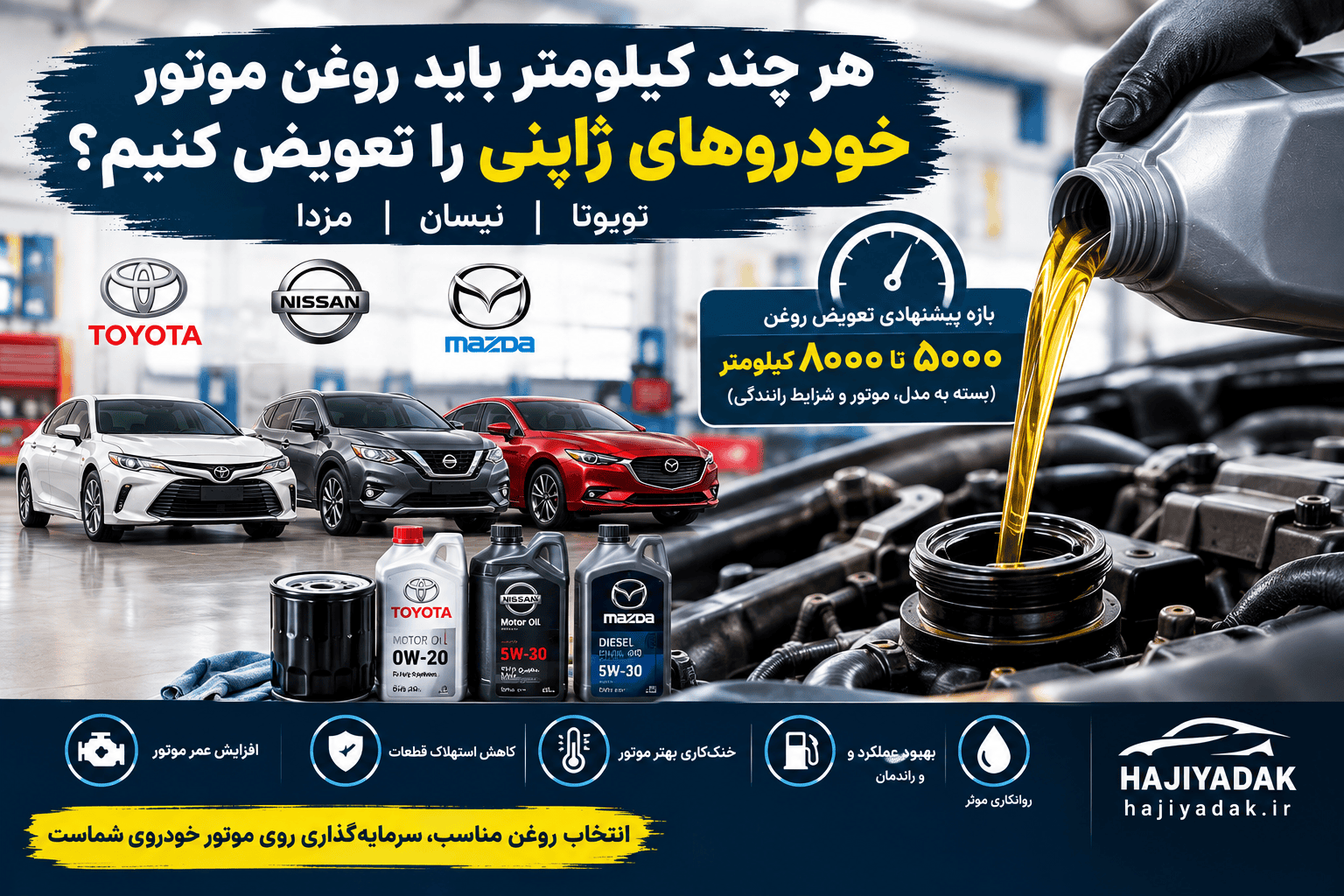 هر چند کیلومتر باید روغن موتور خودروهای ژاپنی را تعویض کنیم؟